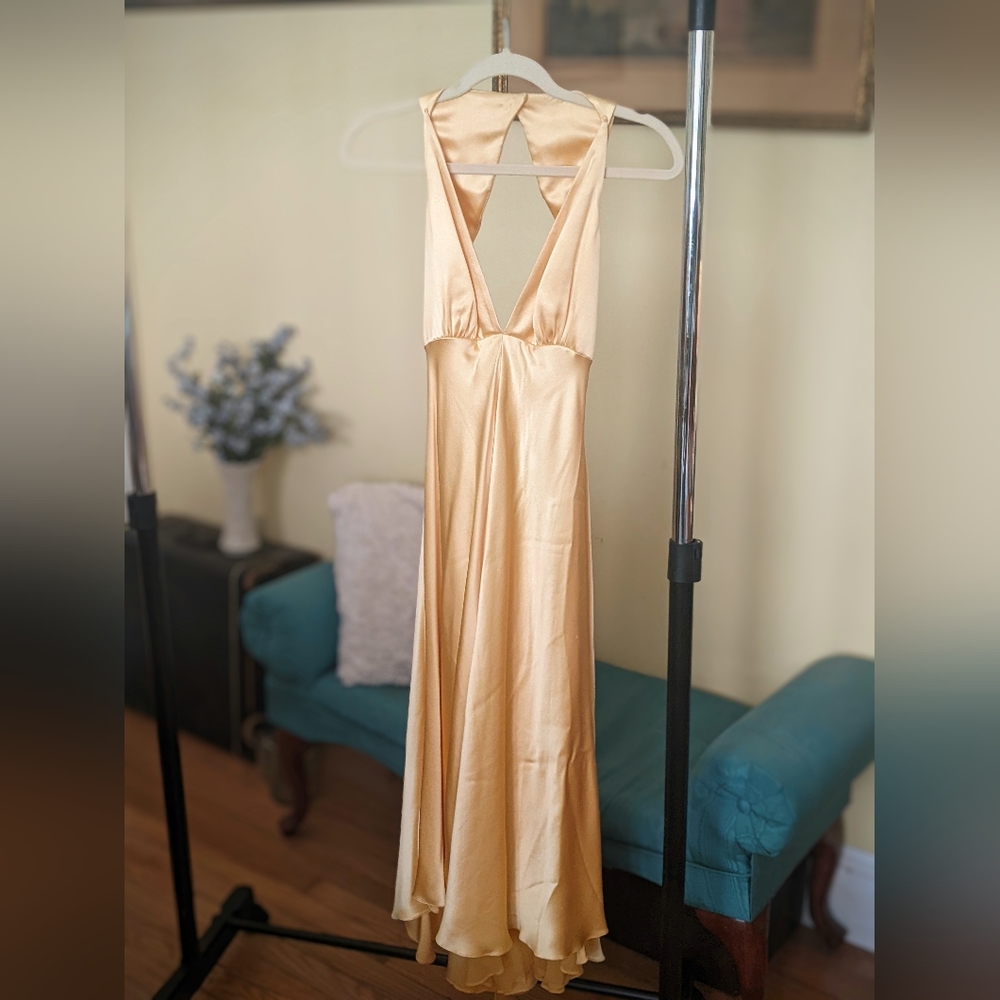 Naeem Khan Yellow Silk Evening Dress